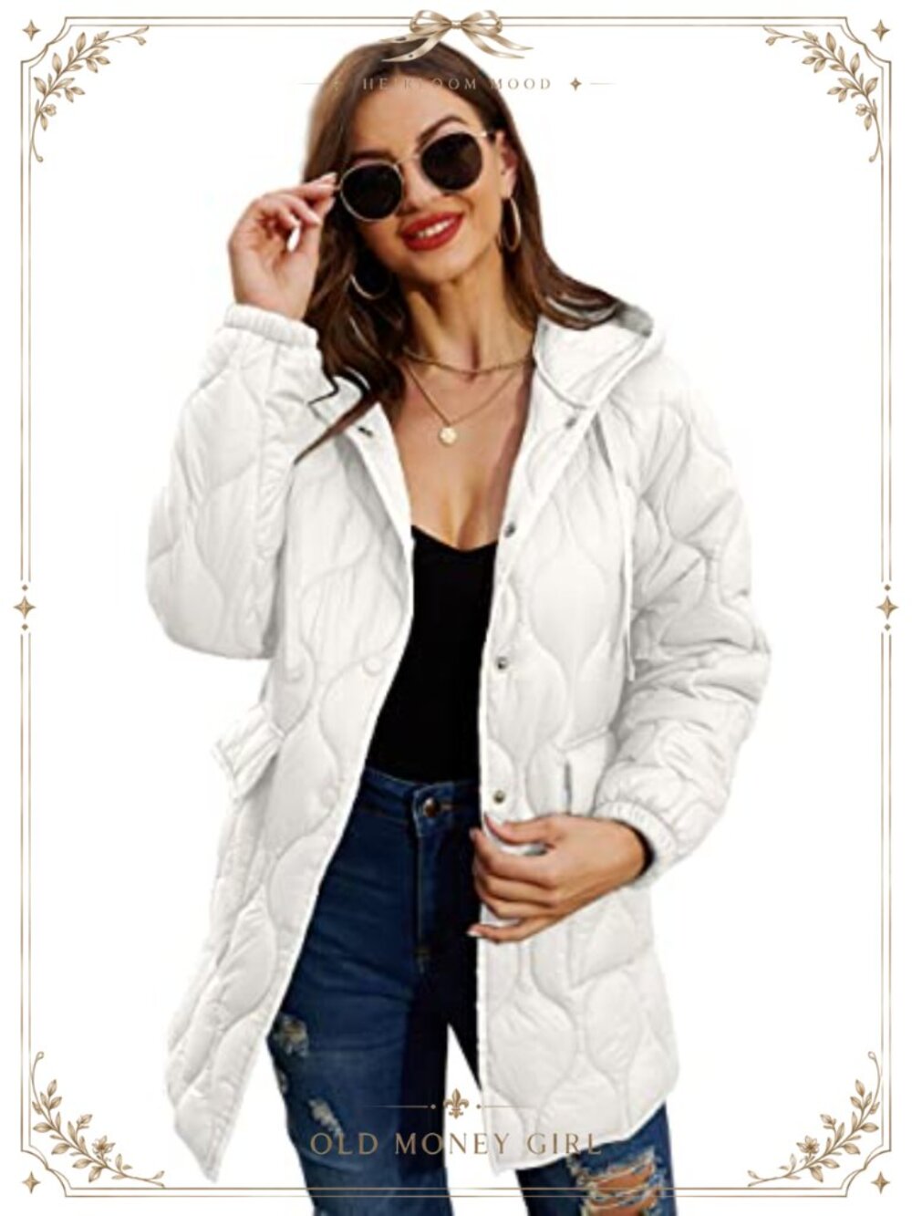 Quilted Puffer Jacket Hooded Lightweight Packable Diamond Plaid Women's Coat